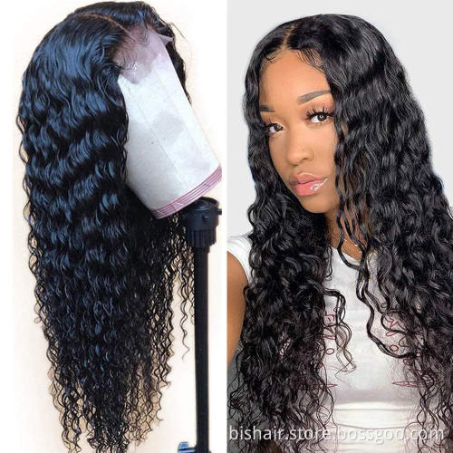 9A Deep Wave Front Lace 100% Real Hair Wig 4x4 Lace Wig Brazil Real Hair Remy Front Lace Wig 150% Density Wholesale Discount